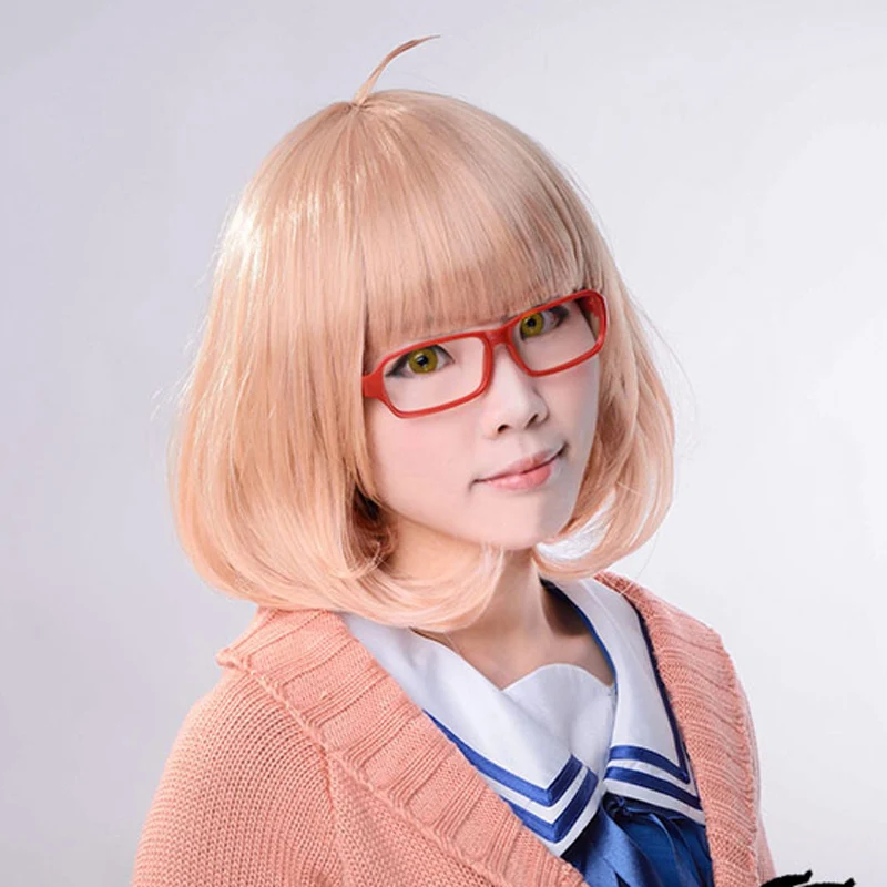 Парик для косплея Kyokai no Kanata Мирай Курияма короткие оранжевые розовые