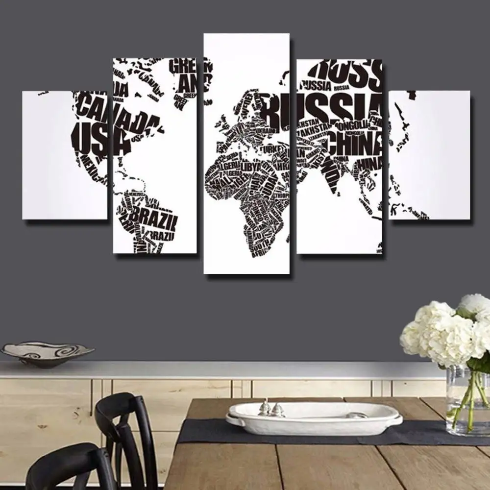 Современные модульные картины для домашнего декора гостиной Карта мира HD холст