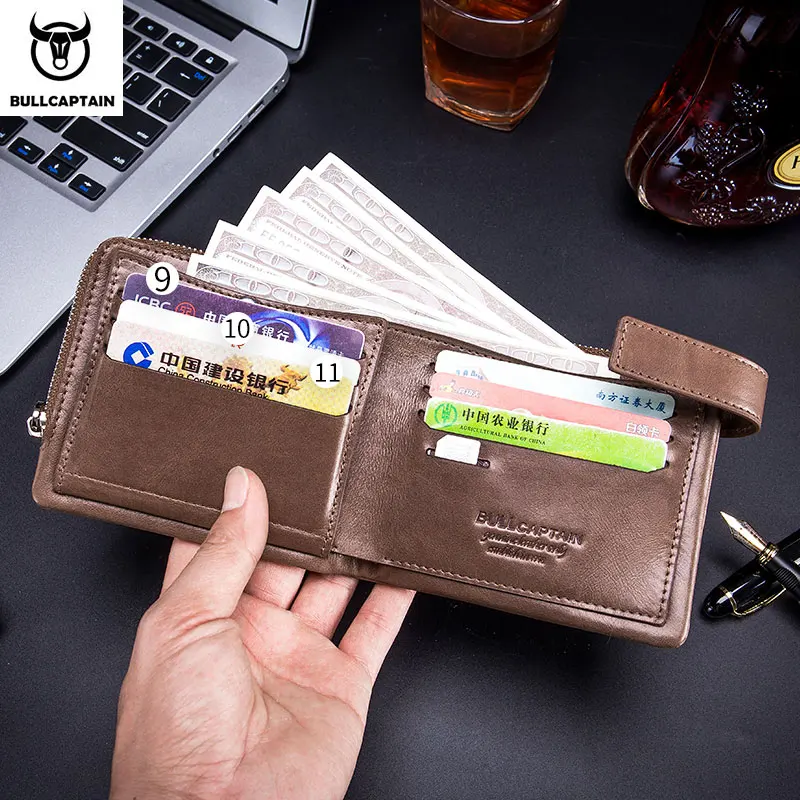 Кошелек BULLCAPTAIN Мужской Компактный маленький бумажник из кожи кредитница
