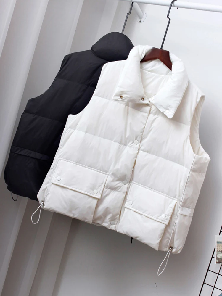 

Зимняя куртка SEDUTMO на утином пуху, женский короткий теплый базовый жилет с карманами, Женский стеганый жилет оверсайз без рукавов на весну ...