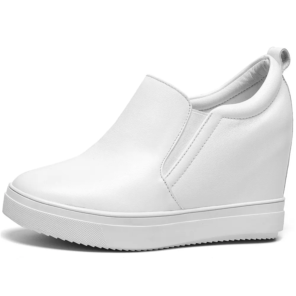 

Increasing Heigh Platform Fashion Sneaker Women's Cow Leather Ankle Boots Wedge High Heels Oxfords 34 35 36 37 38 39 40