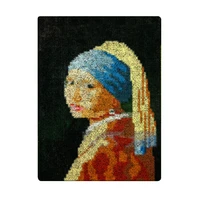 latch hook rug kits girl with a pearl earring crocheting carpet rug 100 acrylic yarn cushion mat diy carpet rug home decor