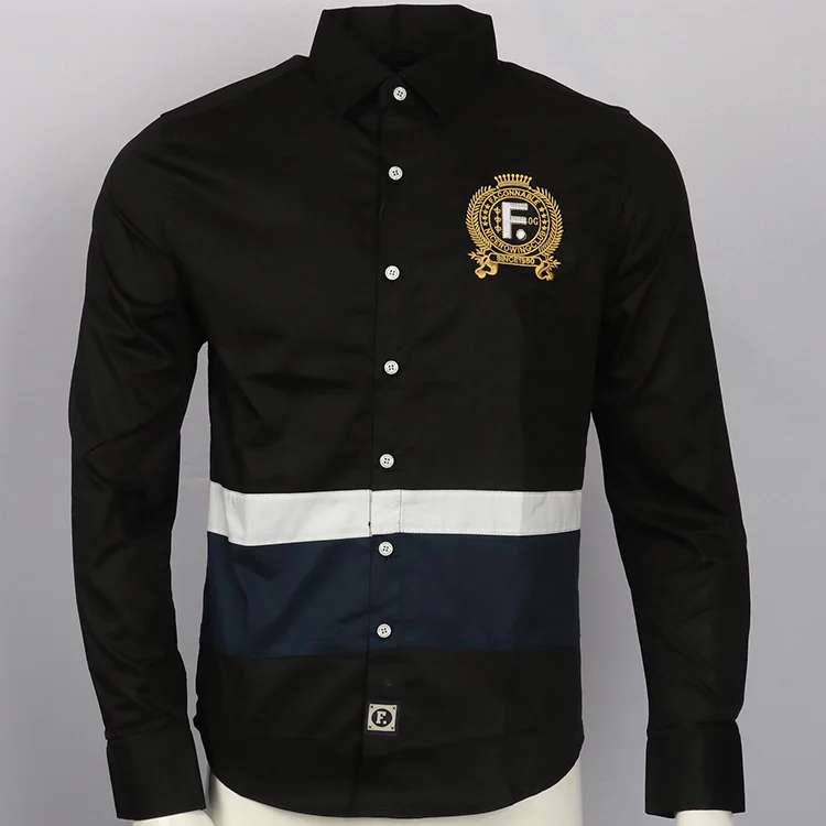 Рубашка с вышивкой camisa masculina мужские рубашки длинным рукавом хлопковые eden park