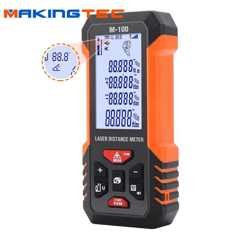 MAKINGTEC Laser Distance Meter 100m Laser Tape Measure Electronic Roulette Digital Measuring Tape Laser Rangefinder with Angle