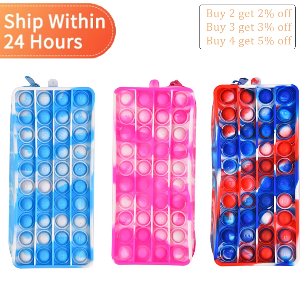 

Rectangle Rainbow Push Bubble Bags Pop Fidget Toys Kids Pencil Cases Simple Dimple Sensory Figet Toy Bolso Autism Antistress