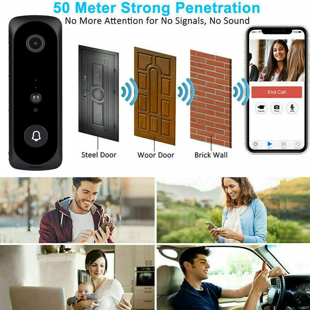 smart wireless wifi visual doorbell pir 1080p wifi video doorbell smart door intercom security camera bell night vision 166 view free global shipping