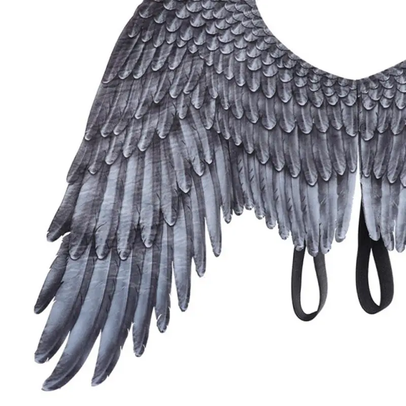 Костюм для косплея Крылья Ангела черно белые нетканые перья взрослых и детей