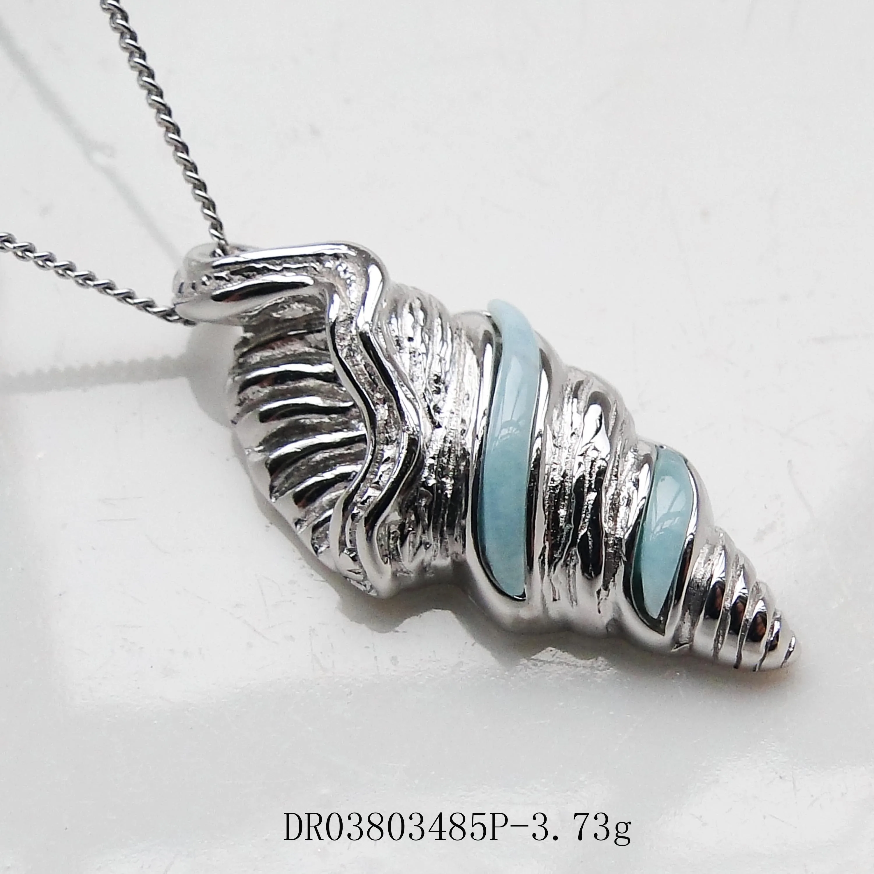 Ожерелье с кулоном в виде ракушки Larimar из серебра 925 пробы ювелирное изделие