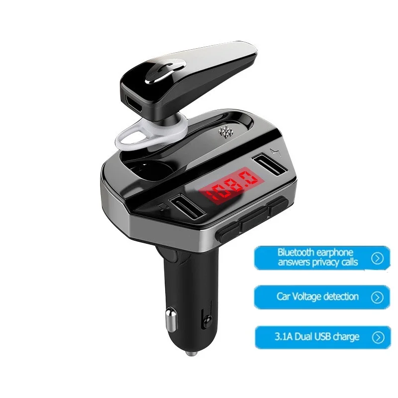 

Bluetooth FM Transmitter Handsfree Car Kit Wireless Bluetooth Earphone Modulator Car Audio MP3 Player With Dual USB Charger