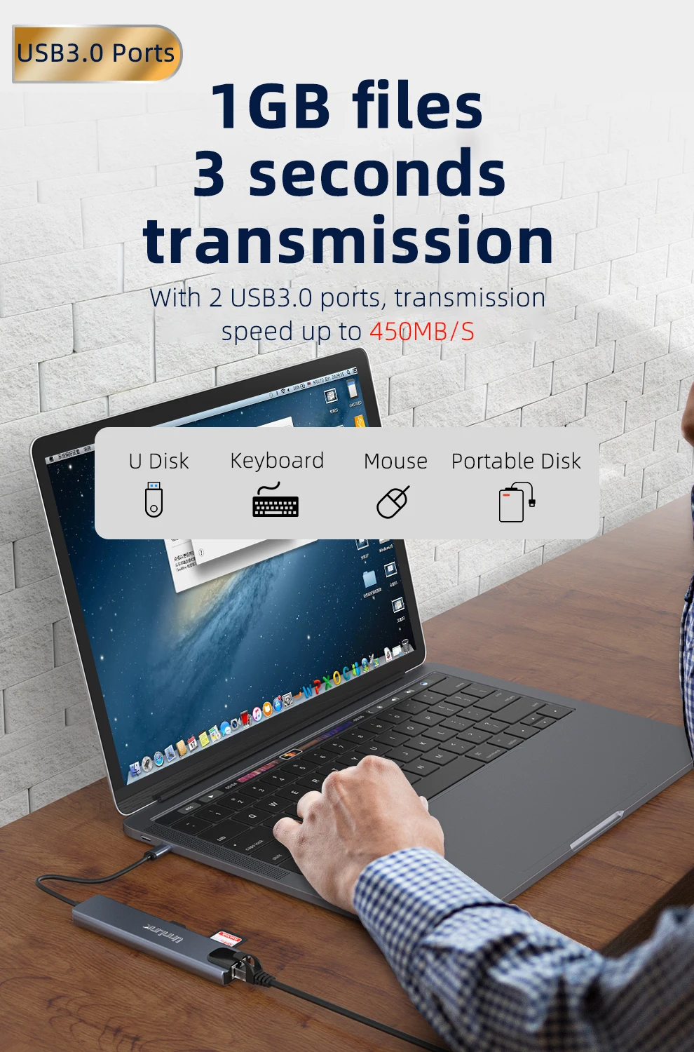 usb разветвитель unnlink с разъемом type c