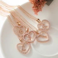 rose gold zircon love neck chain 26 letter necklace for women jewelry alloy necklace couple pendants choker