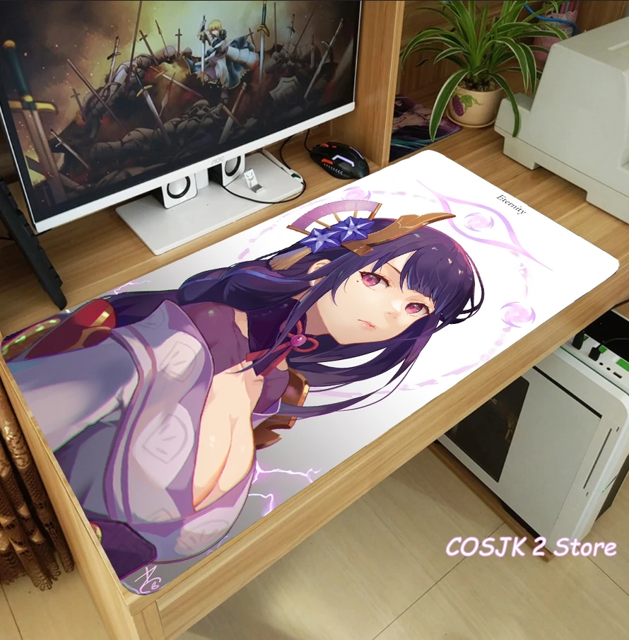 anime genshin impact raiden shogun mouse pad thicken laptop gaming mice mat table keyboard mat anti slip playmat birthday gifts free global shipping