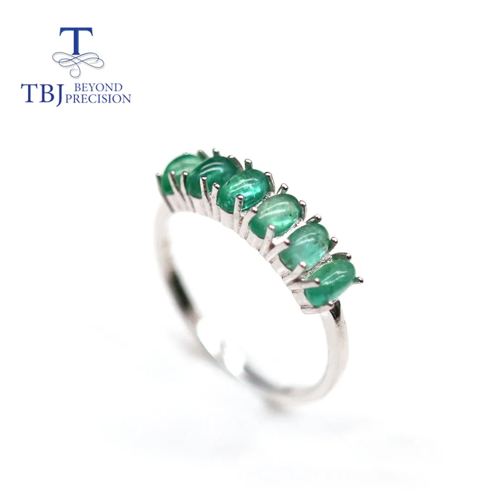 3.00 CT NATURAL Genuine kagem Zambian Emerald en argent sterling tribal ring 
