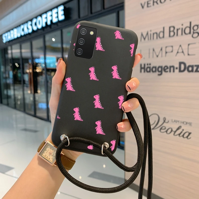 Чехол с ремешком и цепочкой для Samsung Galaxy A72 A32 A50 A30S A02S A03S A40 A52 A51 A10E A20 A12 A22 A71 - купить