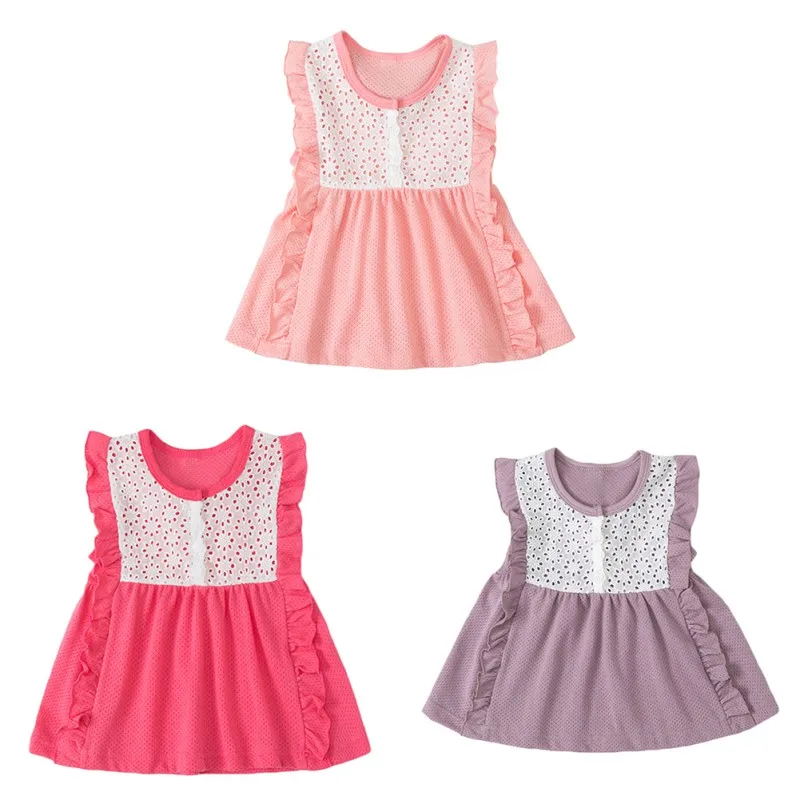 Платье для малышей хлопковое Летнее Детское повседневное кружевное платье без