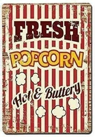 hot popcorn poster retro painting tin sign for street garage family cafe decoration crafts metal tin sign 8x12inch