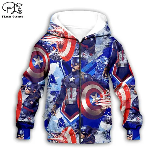 Kids zip hoodies Детские толстовки Marvel с 3d принтом «мстители»; толстовки с капюшоном с принтом «Капитан Америка»; Верхняя одежда для маленьких мальчиков и девочек; осенние детские топы с капюшоном; футболки - Цвет: Kids zip hoodies