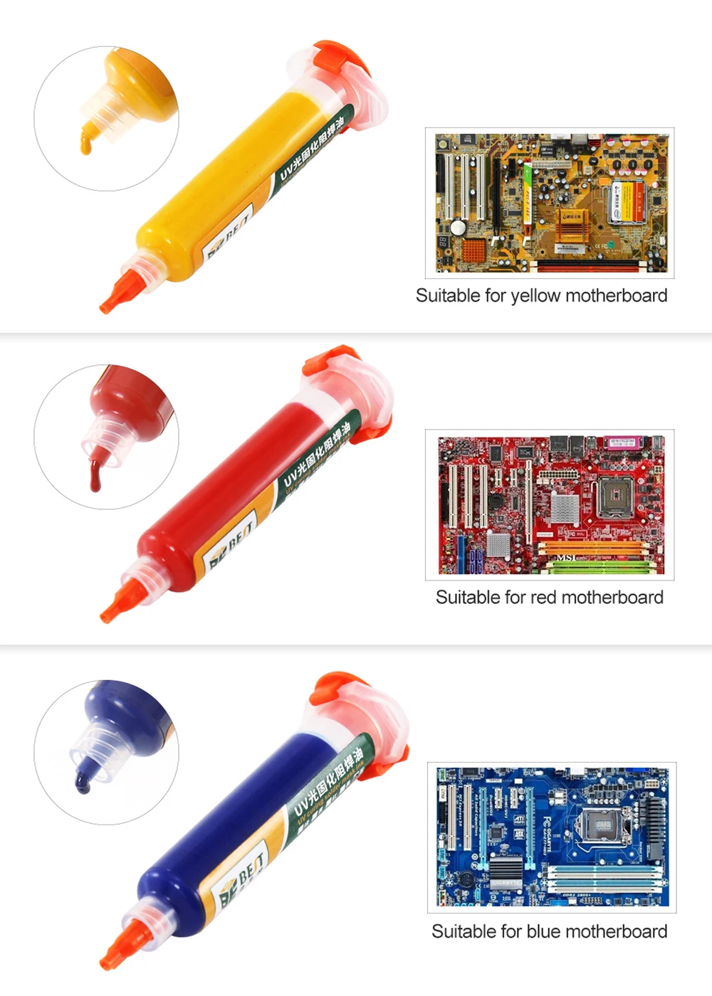 UV Light-sensitive Curable Soldering Paste PCB Circuit Board Paint Welding Fluxes Oil Insulating Protective Paint With Needle