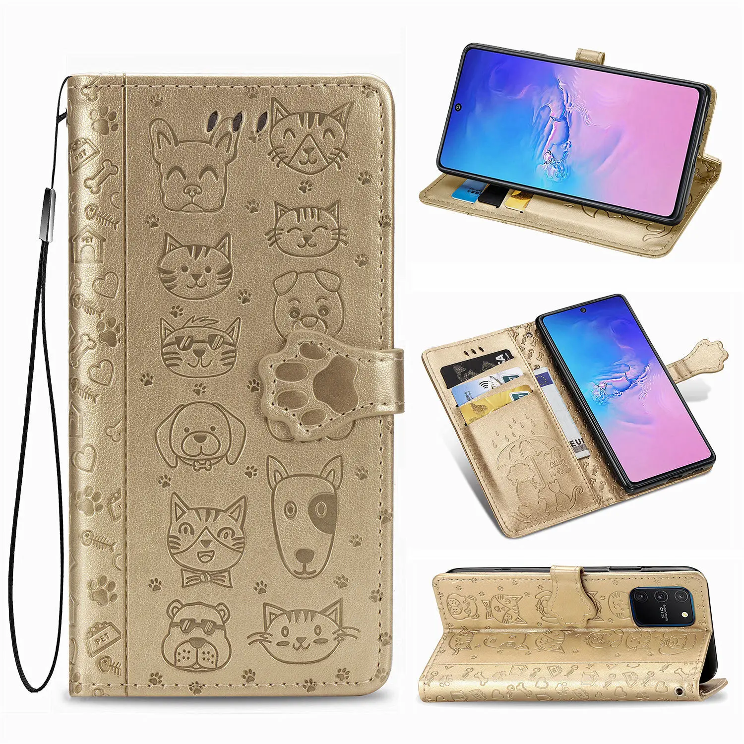

wallet case For Samsung Galaxy A91 pu Leather case For Samsung Galaxy A91 Luxury Phone Cases Cat dog Pattern