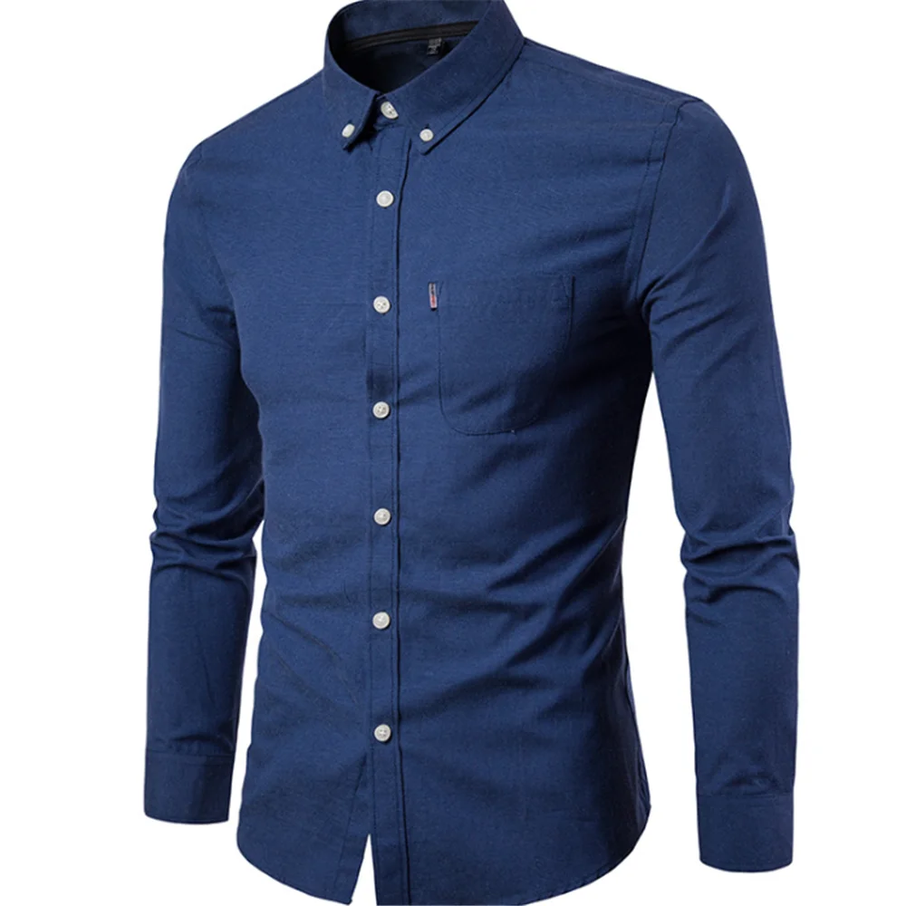 Рубашка мужская из ткани Оксфорд Повседневная блуза с длинным рукавом