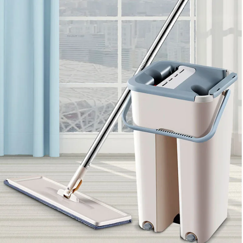 Flat squeeze mop with squeeze bucket hands-free floor cleaning mop microfiber mop household cleaning supplies