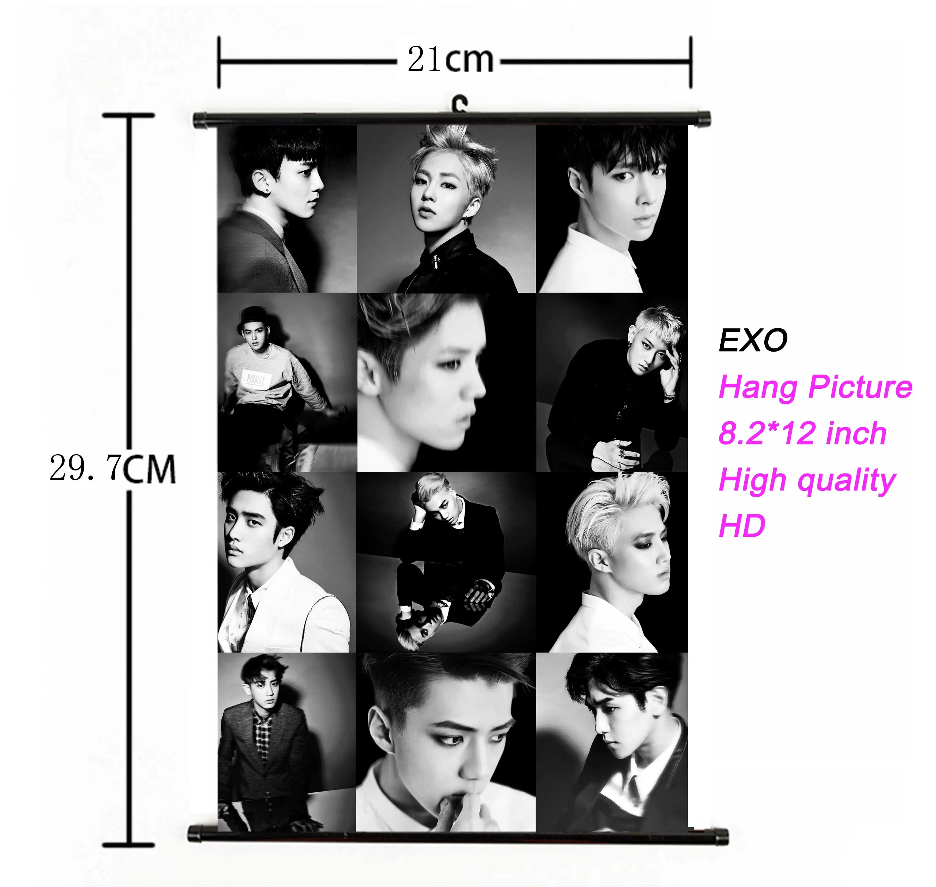 K-pop EXO альбом Висячие картины фото плакат Kpop EXO Висячие Плакаты для фанатов Коллекция подарков ткань 21*30 см Высокое качество