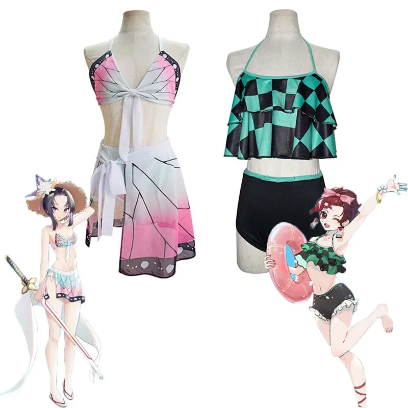 

Kochou Shinobu Swimming Suit Demon Slayer Swimsuit Cos Kimetsu no Yaiba Shinobu Summer Swimwear anime Cosplay Outfits