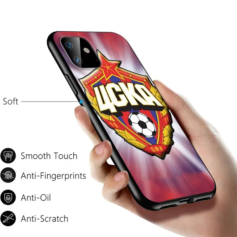 

PFC CSKA Moscow Football Team For Apple iPhone 12 11 Pro Max mini XS Max XR X 8 7 6 6S Plus 5S SE 2020 Soft Black Phone Case