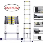 2,6 м портативная телескопическая алюминиевая лестница Складная 9-ступенчатая телескопическая Бытовая Стремянка многофункциональные прямые лестницы HWC