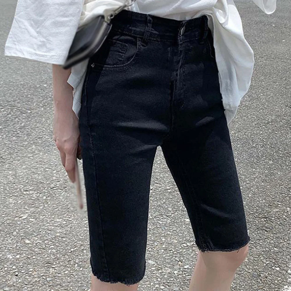 

2022 New Summer Denim Shorts Women Jeans Hight Waist Femme Skinny Knee Length Long Denim Biker Shorts Bermuda Femme