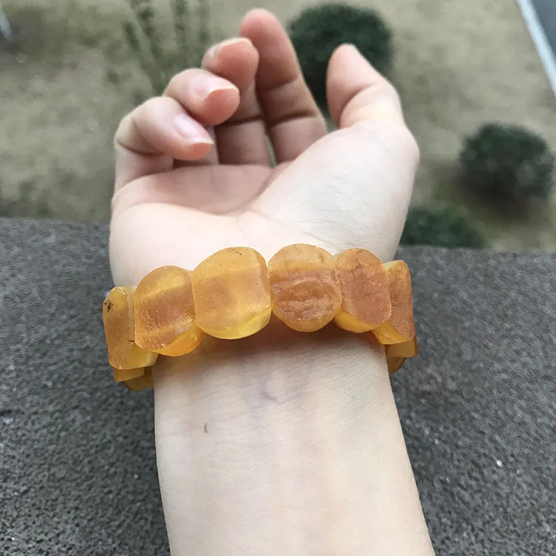 

Yoowei 18g Raw Amber Bracelet for Gift New Natural Genuine Beads Stretch Bracelet&Bangle Baltic Amber Women Jewelry Wholesale