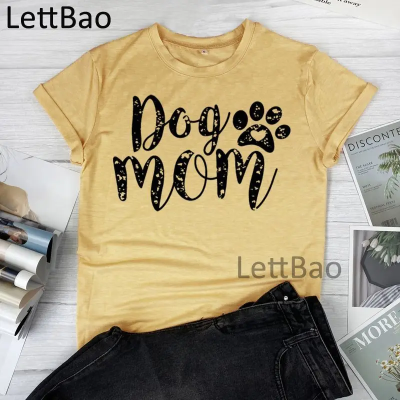 

Dog Mom Women Summer T-Shirt Harajuku Casual Tees Tops Summer Fashion Ulzzang Streetwear Korean Style O Neck Cotton T-shirts