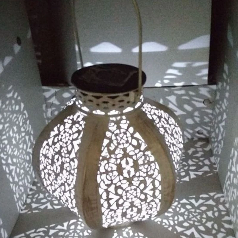 

2 Pack Hanging Solar Lights Outdoor Solar Lights Retro Hanging Solar Lantern with Handle, 6 Lumens, White