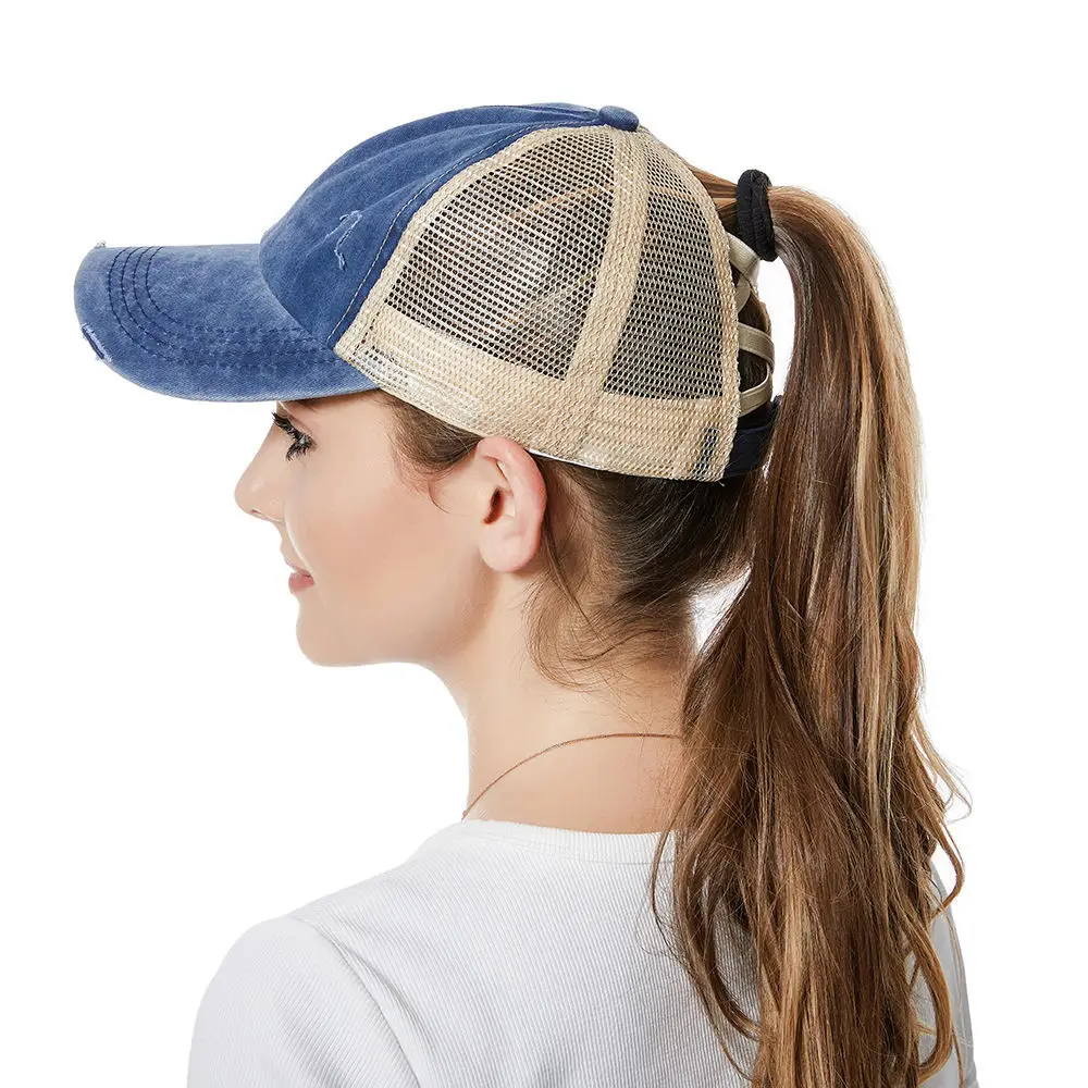 

Women Ponytail Baseball Cap Snapback Adjustable Ponytail Gorras Casquette Summer Sunhat Mesh Trucker Hat Casquette