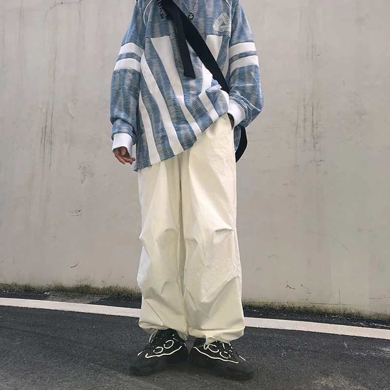 

GOOHOJIO 2020 New Vintage Solid Color White Cargo Pants Women High Waist Oversized Trousers Women Autumn Fashion Pants for Women