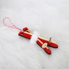 3x синий, розовый, красный подвесной орнамент, деревянный кулон на санях, подарок на Рождество, праздничный Декор