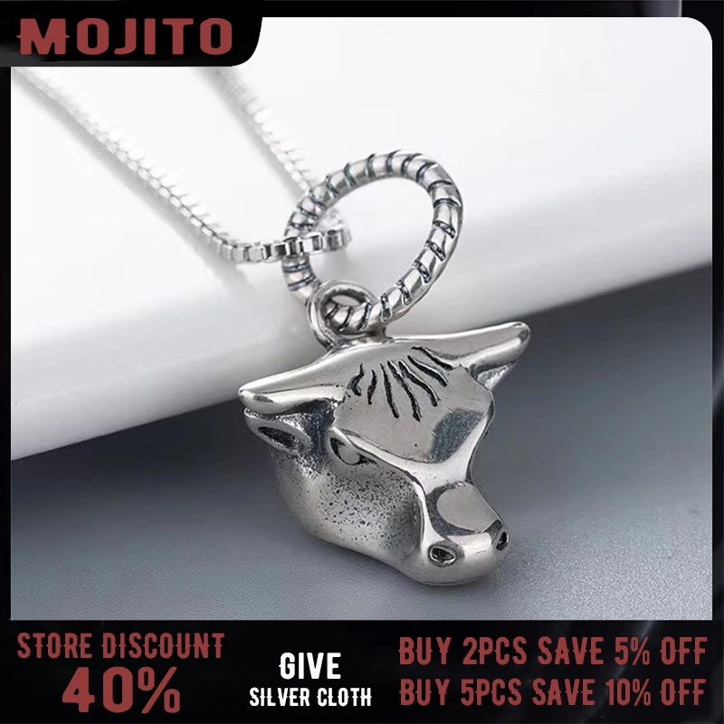 

S925 Sterling Silver New Retro Distressed Bull Head GG Necklace Men's Fashion Simple Luxury Brand Jewelry For Boyfriend Gift
