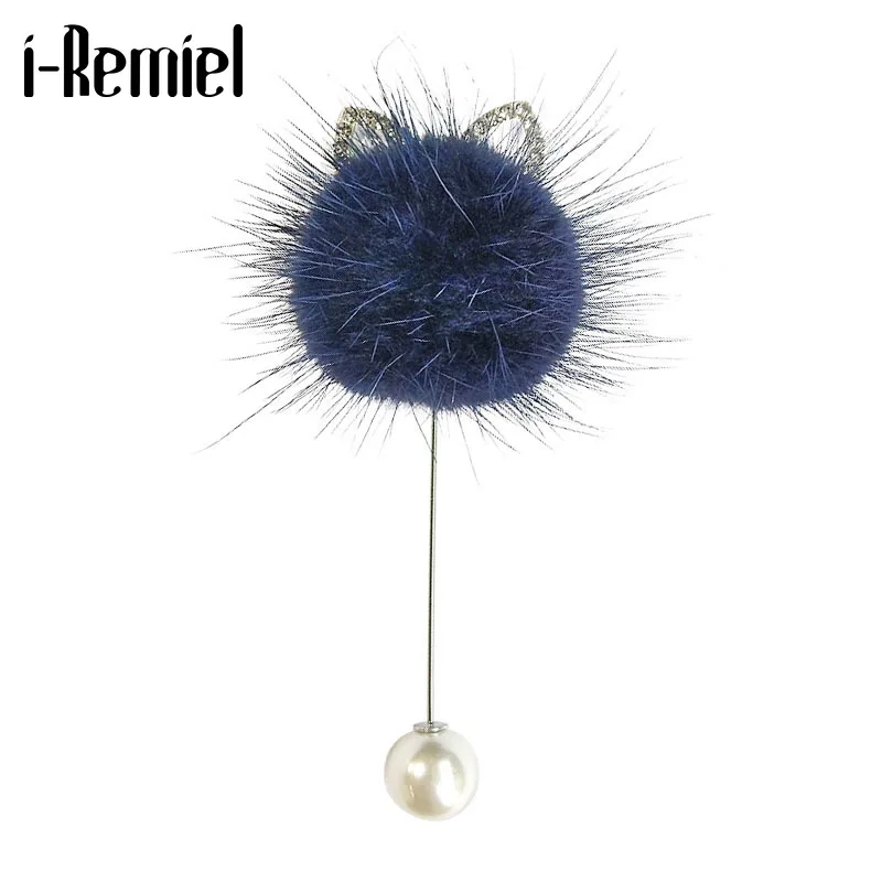 Модная женская корсажная брошь i Remiel с длинными иглами милая бутоньерка из меха