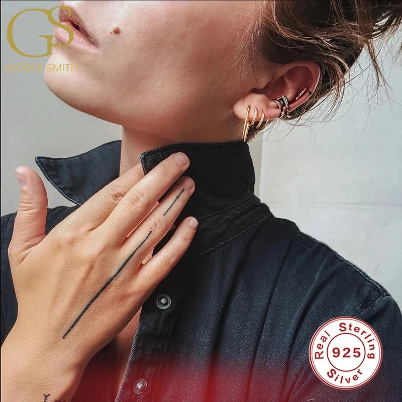 

GS Fashion S925 Sterling Silver Hoop Earrings For Women Minimalism Classic Round Smooth Face Trendy Office Earring Fine Jewelry