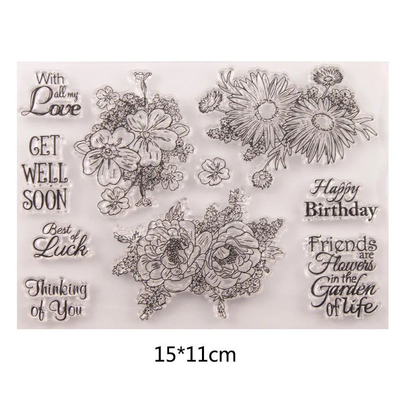 flower stamp Рождественские штампы Санта-Клауса, дерево, ясный штамп, снежинка, олень, резиновые силиконовые штампы, печать для DIY, бумажные карточки для скрапбукинга - Цвет: flower stamp