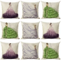 art dress girl pillowcases cotton linen 18%c3%9718 inch cushion cover home sofa decor