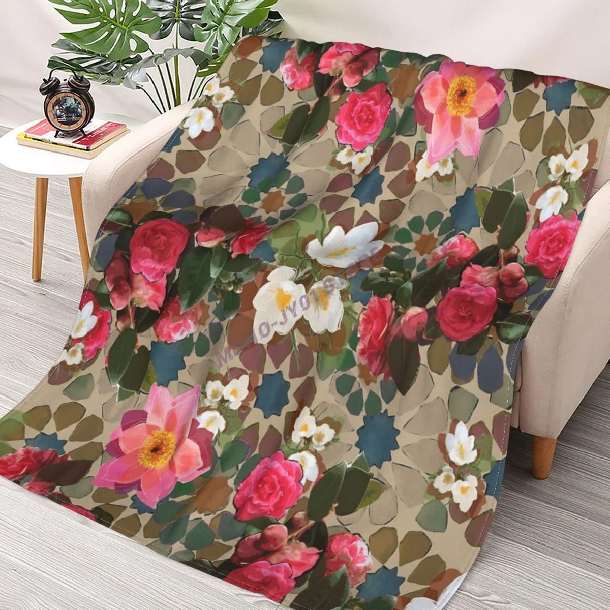 

Alhambra Dreams Floral Throw Blanket Sherpa Blanket cover Bedding soft Blankets
