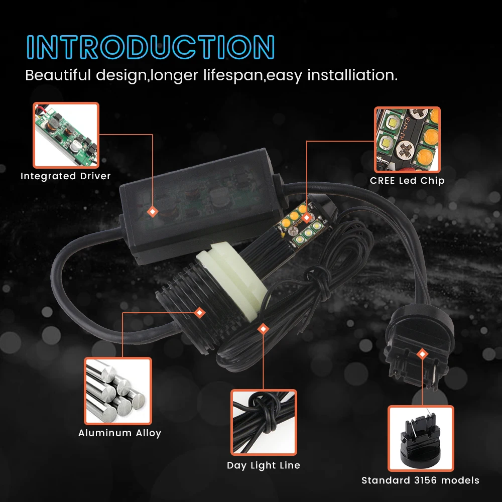 YM E-Bright 1 комплект 1156 P21W BA15S PY21W BAU15S 3156 7440 без ошибок светодиодный автомобиль Canbus DRL поворотники 12 В DC двойной цвет белый+ янтарный
