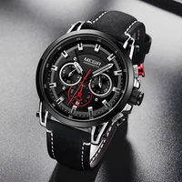 megir new mens chronograph quartz watch top brand luxury multifunctional waterproof leather strap sports mens watch 2085g