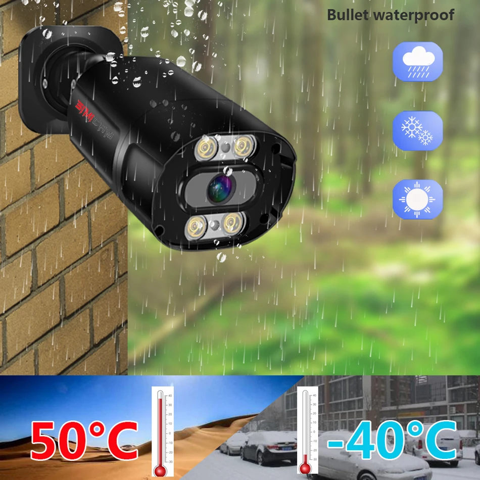 HD 4K 8MP PoE IP Camera Metal CCTV Security Street Outdoor Indoor Onvif Double Light Human Detection Color Full Night Vision Cam |