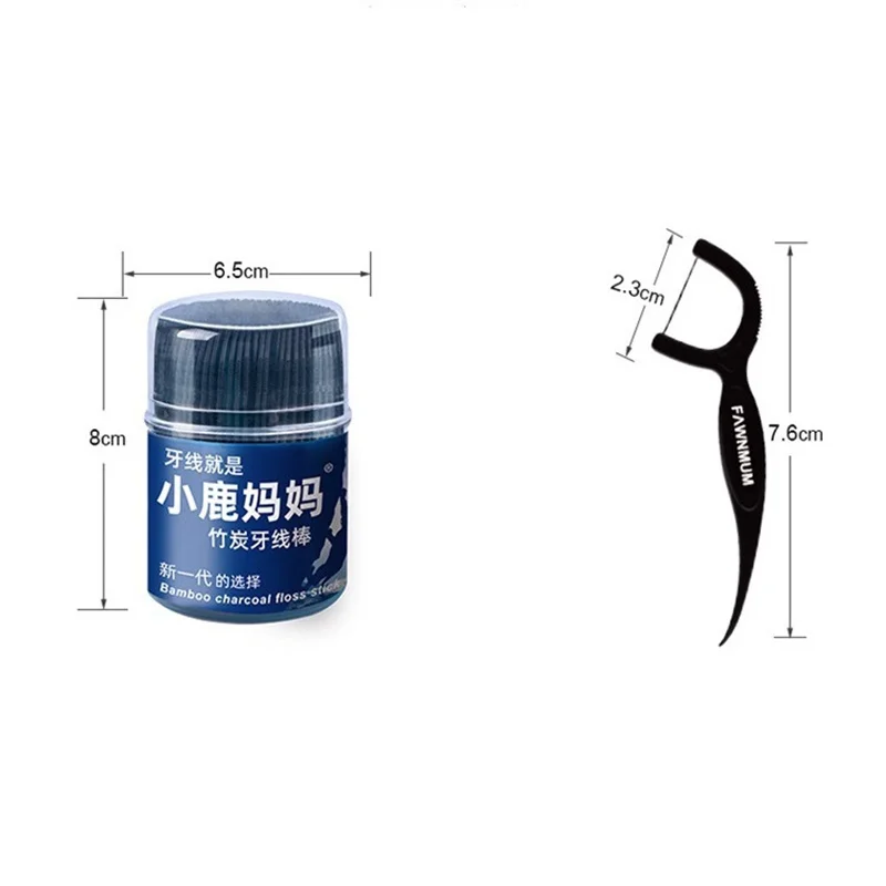 

50PCS Portable Black Bamboo Charcoal Tooth Flosser Oral Dental Floss Teeth Care
