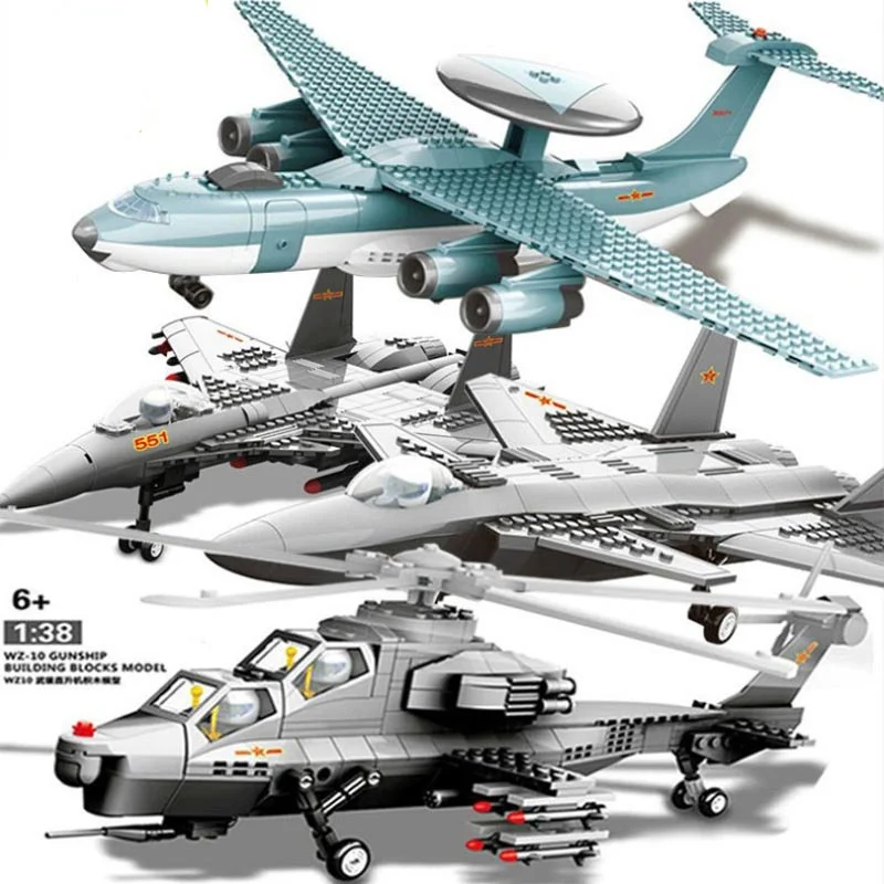 

NEW Military Plane Airplane Set Armed Helicopters Battle Fighter Model Building Block Brick Transport Plane Jets Gunship