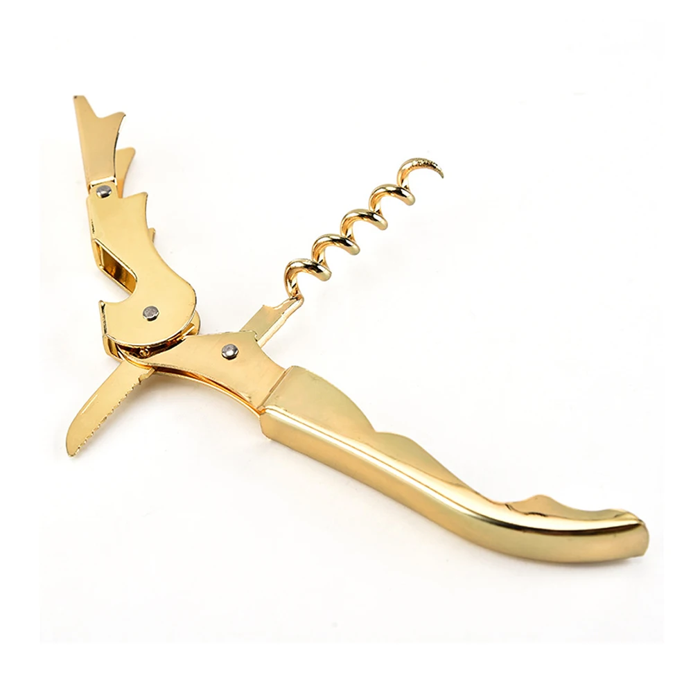 Gold Plated Corkscrew Double Hinge Waiters Wine Key / Bottle Opener | Дом и сад