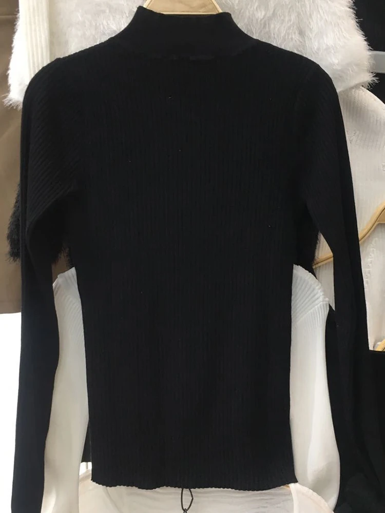 

Free shipping heavy crafts diamond beaded knitting women's fashion t-shirt 2021New women's clothing autumn tight sweater pullove