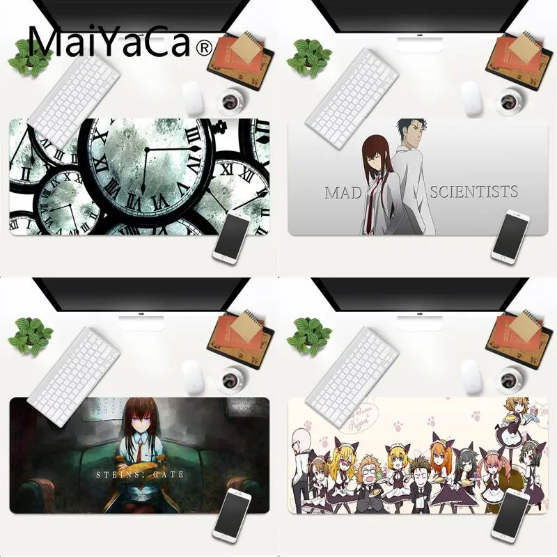 Коврик для мыши steins gate высокое качество картина сделай сам с блокировкой по краям